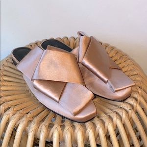 H&M satin fold over mules